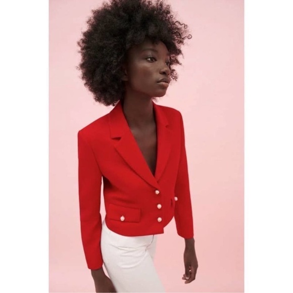 ZARA BUTTONED CROPPED BLAZER - Picture 3 of 10